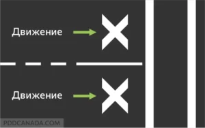Дорожная разметка в виде символа "X" используется перед выделенными пешеходными переходами (pedestrian crossover) в Онтарио.